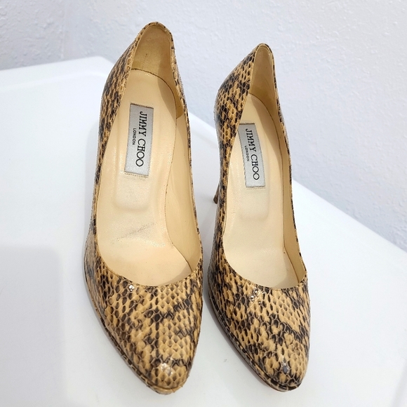 Jimmy Choo London Romy Snakeskin Platform Heels - Picture 2 of 14
